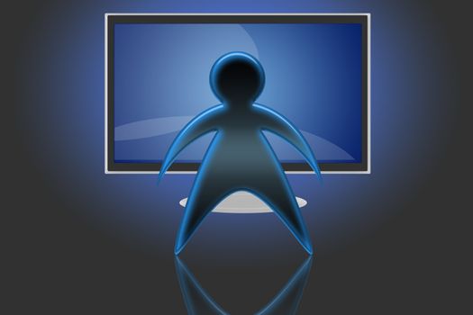 spectator in front of a TV LCD or Plasma