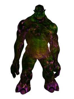 Purple and green troll standing ready for battle