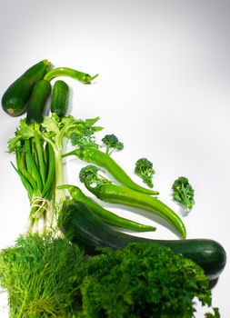 Green vegetables isolated on white