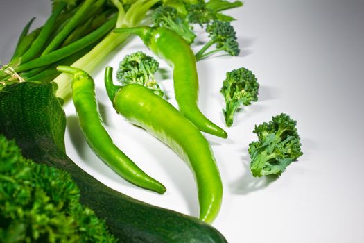 Green vegetables isolated on white