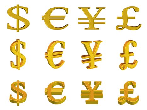 currency symbols gold - metal style