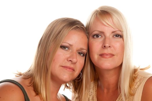 Two Beautiful Sisters Portrait Isolated on a White Background.