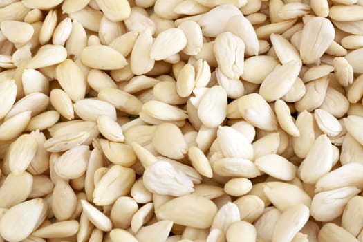 Close-up image of peeled (blanched) almonds