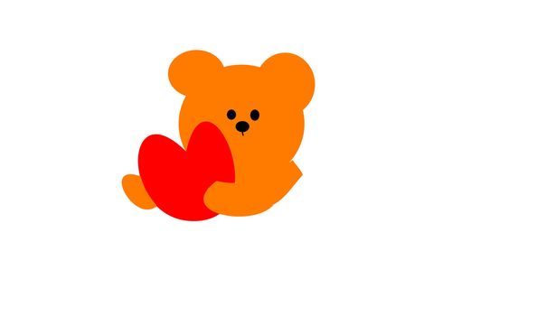 teddy with heart on white background