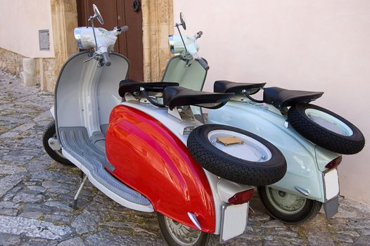 Famous old fashioned Italian scooter restyled in perfect conditions