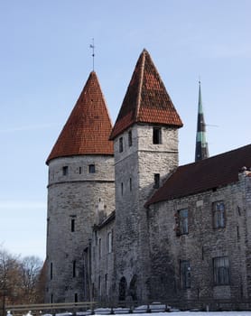 Tallinn, towers and walls of old city   