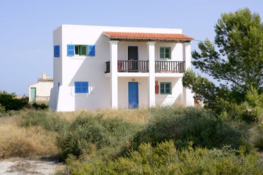 Formentera near Ibiza island white houses Mediterranean architecture