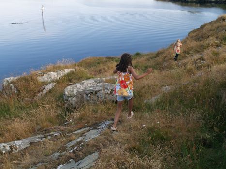 kids running near water