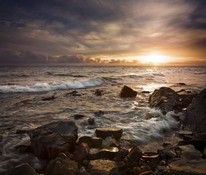 The sea.  A surf.  Gold of a decline. A fine kind!