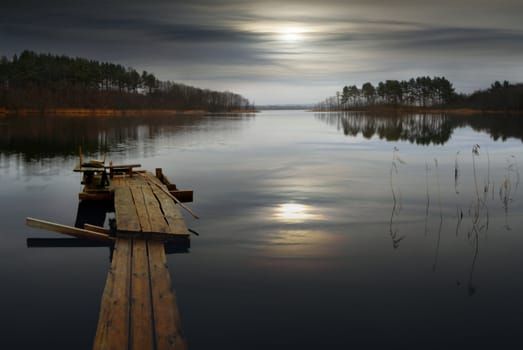 Lake landscape. Silence. Beauty In Nature. A place for the fisherman.