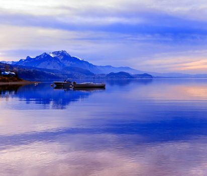 Boats on Lake Thun. Bernese Oberland. Switzerland.