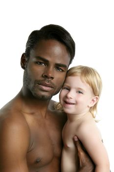 Multi ethnic racial family african father caucasian blond daughter portrait