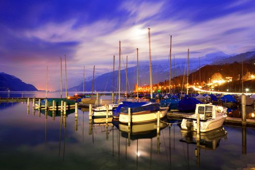 Boats on Lake Thun. Bernese Oberland. Switzerland.