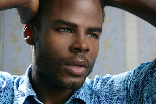 African american cute black young man closeup portrait