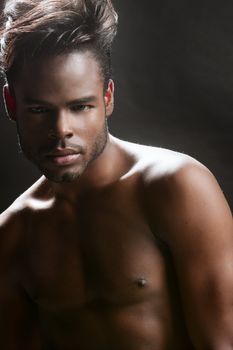 African american cute black young man closeup portrait