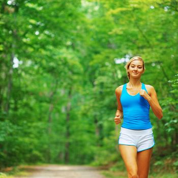 Woman runner exercising, from a complete series of photos.