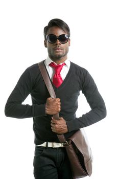 Androginous look black african model fashion look