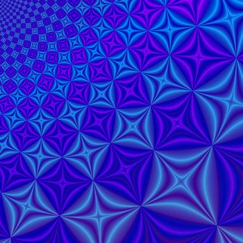 Abstract blue and lilac fractal rendered background, rhombs and crosses theme