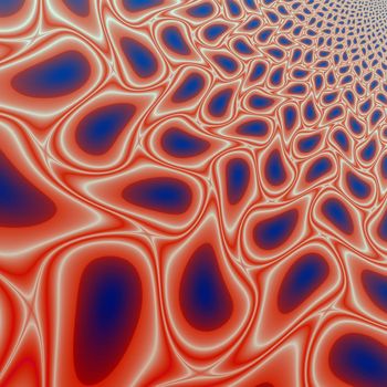 Abstract red and blue rendered fractal background