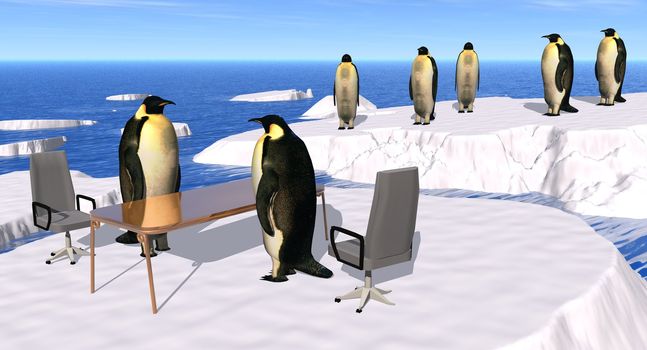 illustration of a recruiting Interview at the Penguin Company