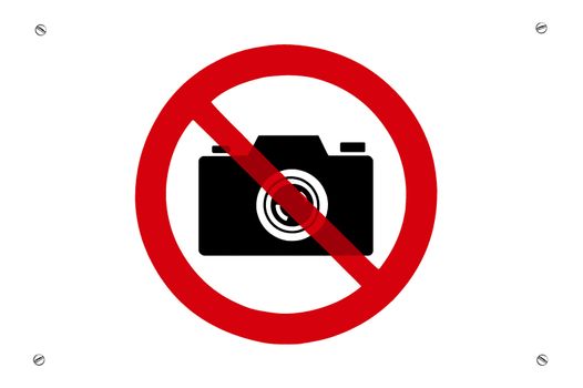 No photos prohibition sign with screws