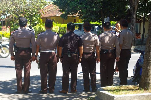 Police are out in force during Indonesia's Presidential election, Tuban, Bali, Indonesia. 8/7/09