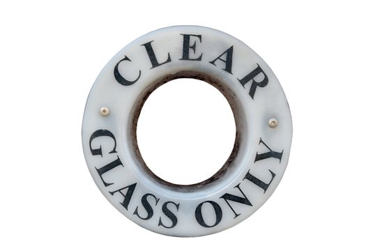 a bin sign for recycling clear glass only with clipping path