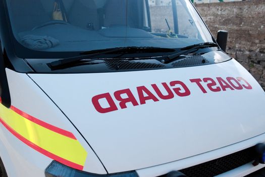 the front of a coast guard vehicle