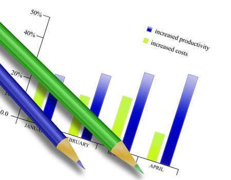 Illustration of bar graph with crayons
