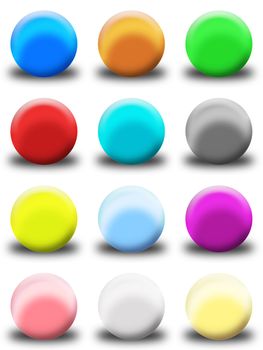 set buttons round various colors for web site or blog