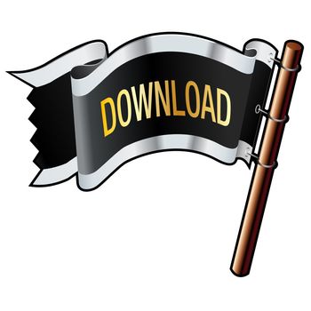 Download e-commerce icon on black, silver, and gold vector flag good for use on websites, in print, or on promotional materials