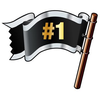 Number one e-commerce icon on black, silver, and gold vector flag good for use on websites, in print, or on promotional materials