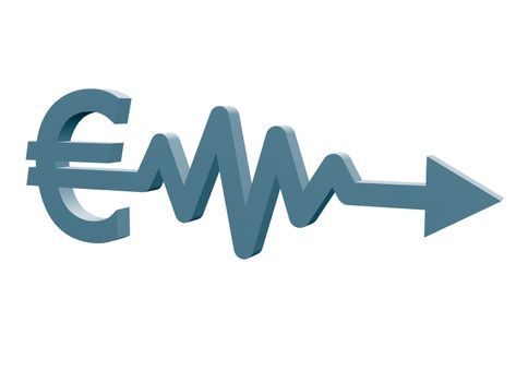 euro sign with arrow - 3d illustration