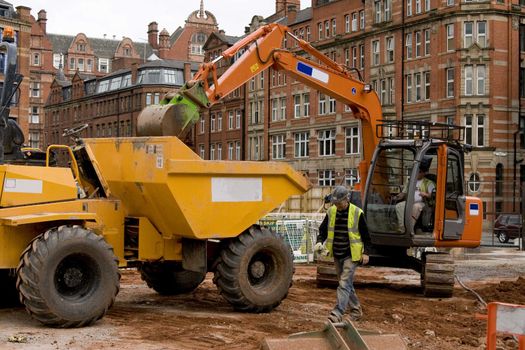 Construction site and two men