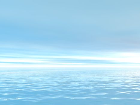 water landscape in blue - 3d illustration