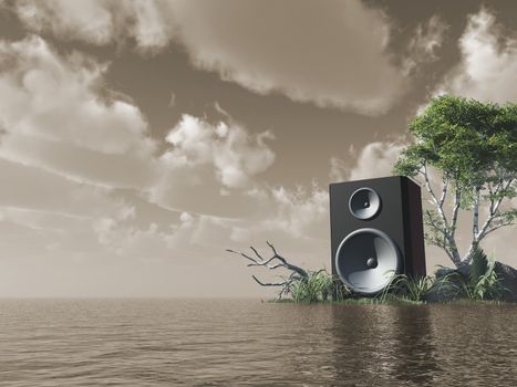 loudspeaker at the ocean - 3d illustration