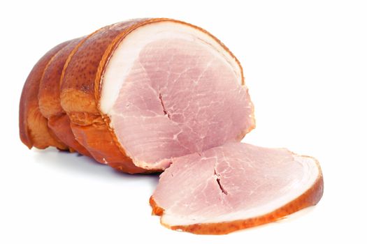 Fresh tasty polish ham with fat