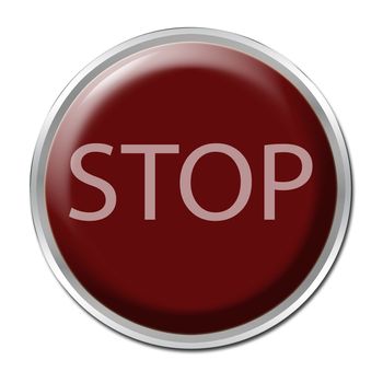 Red button with the word "Stop"