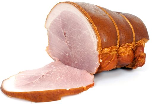 Fresh tasty polish ham with fat