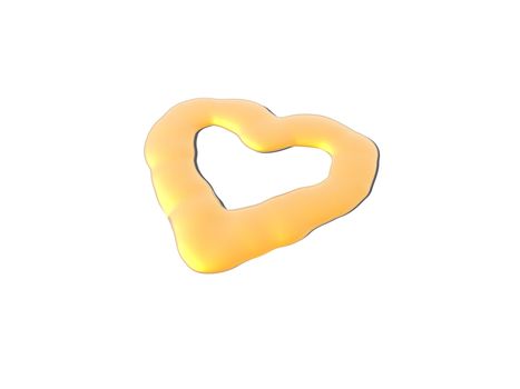 liquid golden heart on white background - 3d illustration