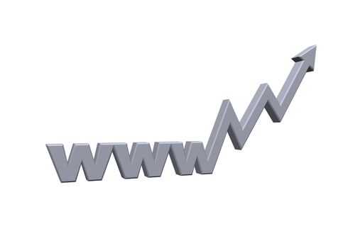 www letters with arrow - 3d illustration