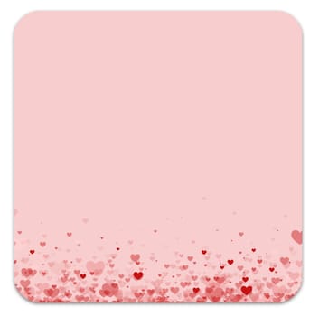Illustrated rounded pink square with lots of Hearts fading from the bottom