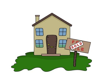 Illustrated House with Sold sign