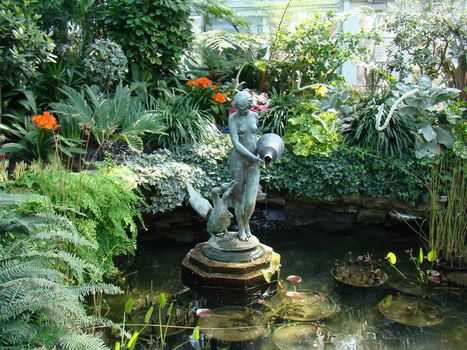 garden landscape with water feature
