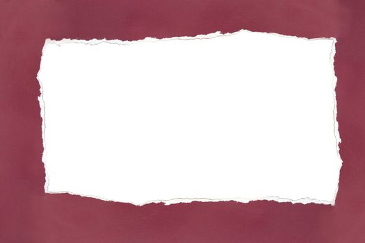old red frame made from torn paper