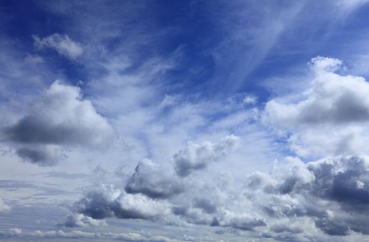 Beautiful blue fluffy cloudy sky in a summer day.
