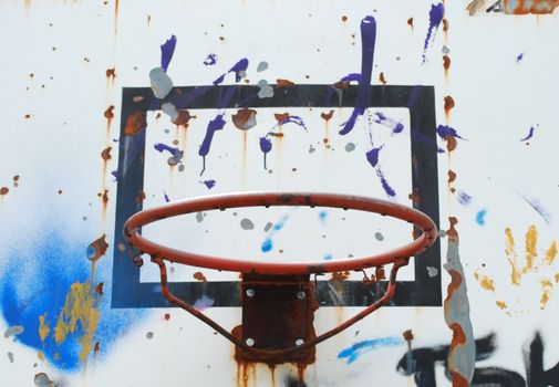 damaged basketball hoop background