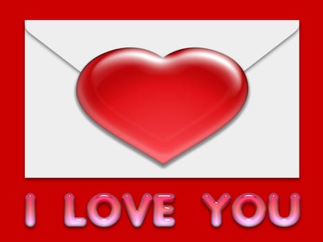 illustration or background with hearts on the envelope written i love you
