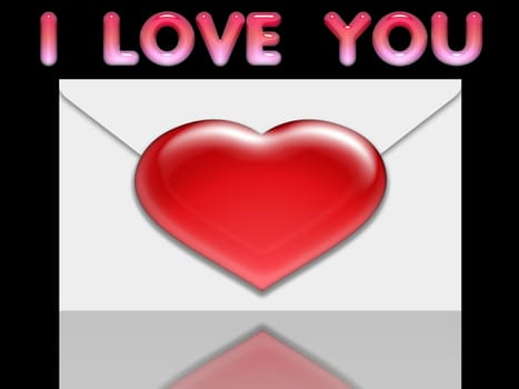 illustration or background with hearts on the envelope written i love you
