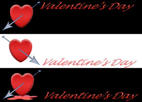 a set of three banner theme Valentine's day
